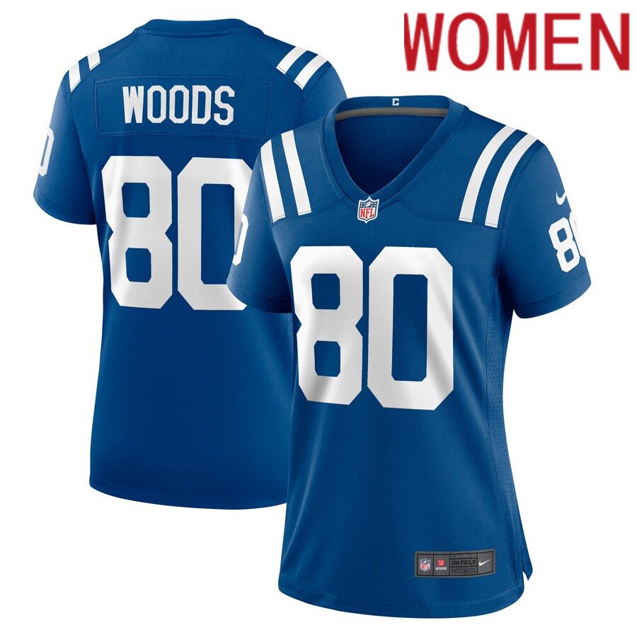 Women Indianapolis Colts 80 Jelani Woods Nike Royal Player Game NFL Jersey